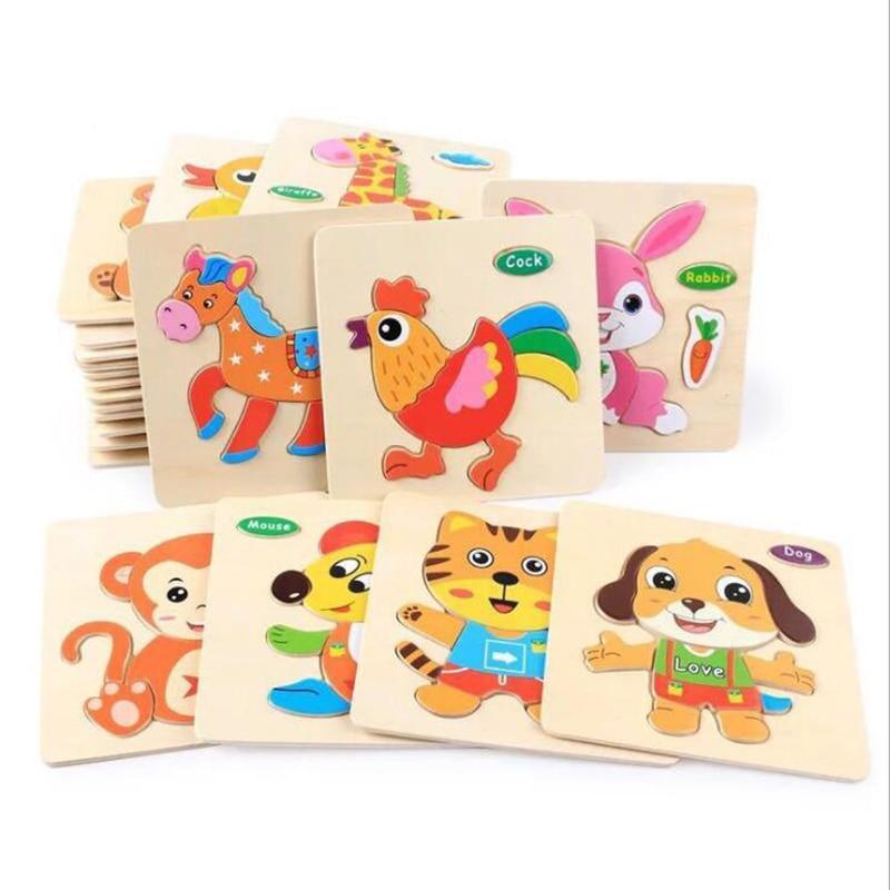 Wooden 3D Animal Puzzle for Toddlers — Montessori Educational Brain Teaser - Multiple Designs