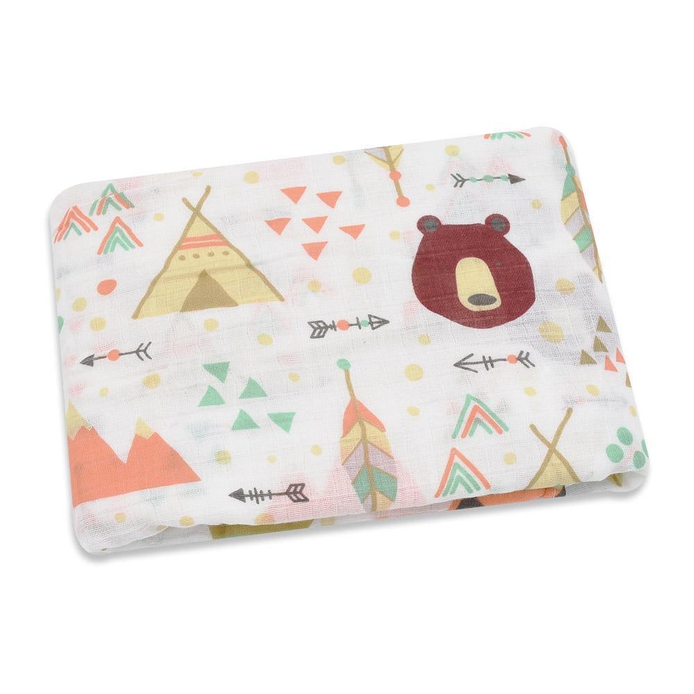 Lightweight Cotton Muslin Baby Swaddle Blanket - Multiple Designs