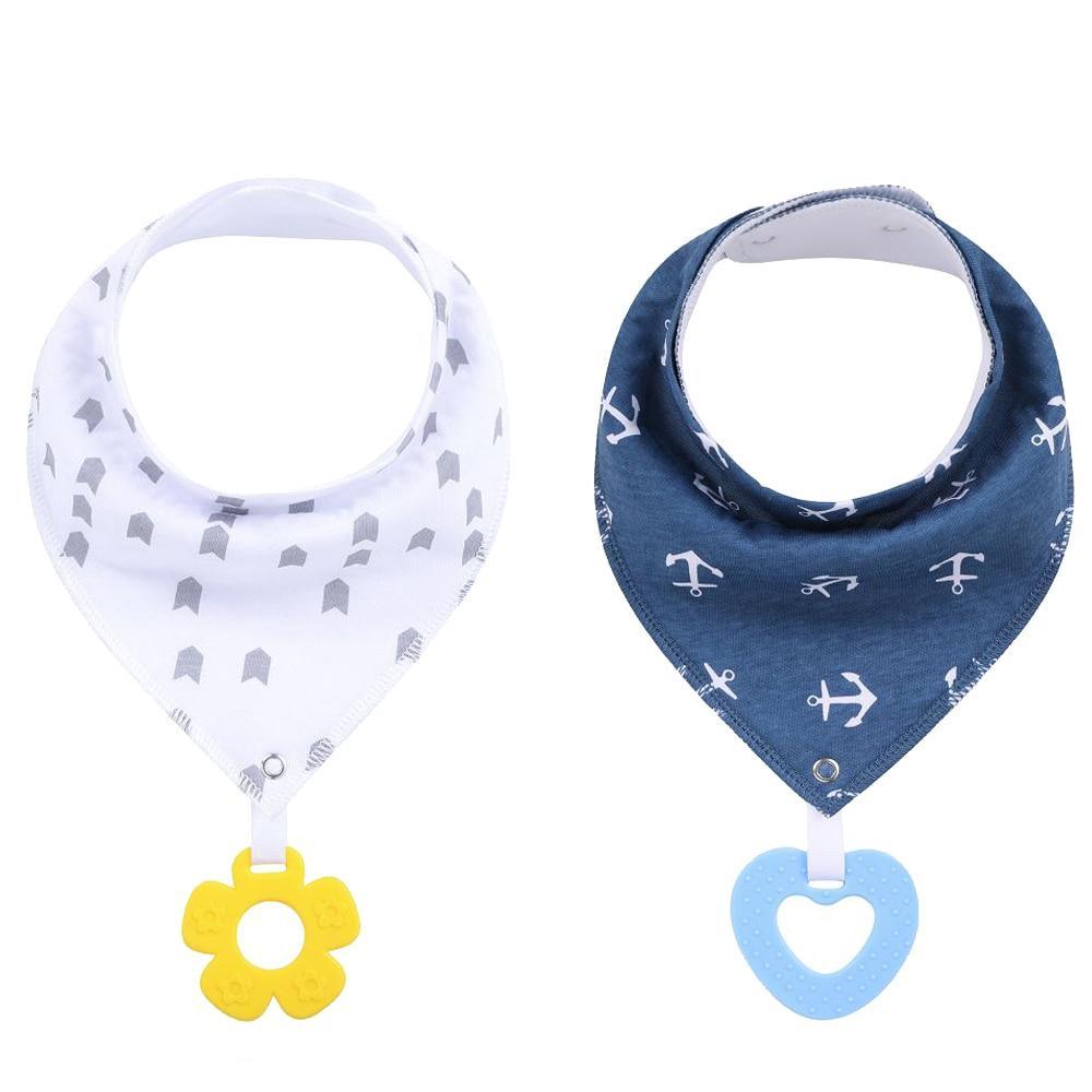100% Organic Cotton Unisex Baby Bandana Drool Bibs with Teething Toy – 25 Designs