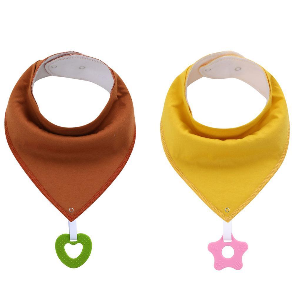 100% Organic Cotton Unisex Baby Bandana Drool Bibs with Teething Toy – 25 Designs