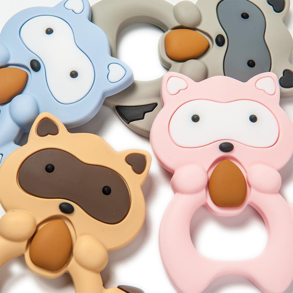 Silicone Raccoon Baby Teether — 100% Food-Grade, BPA-Free & Dishwasher Safe - Multiple Colors