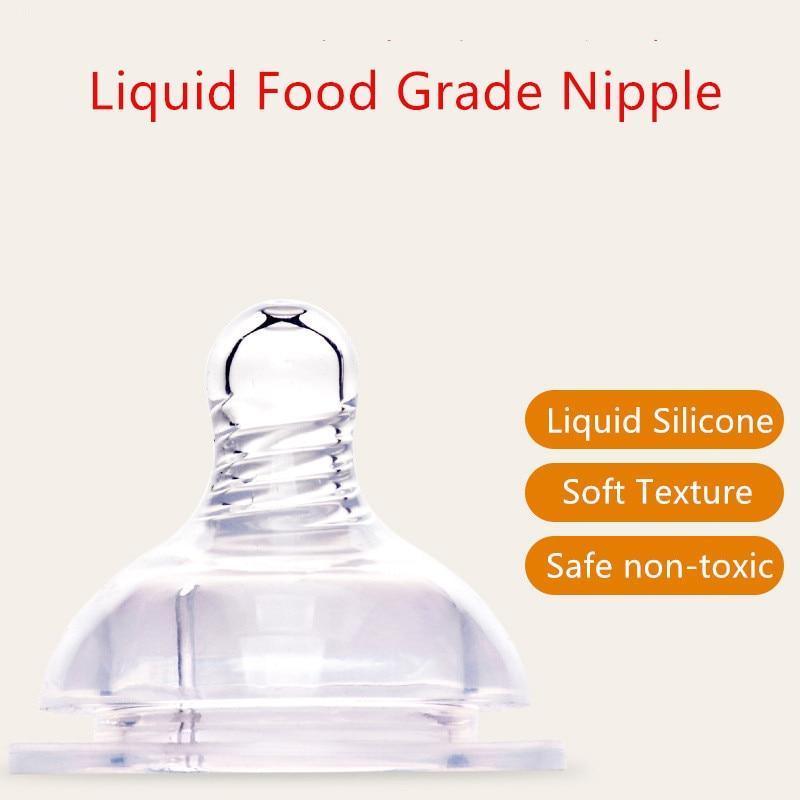Cartoon Silicone Baby Feeding Bottle — Anti-Colic, Angled & BPA-Free - Multiple Colors