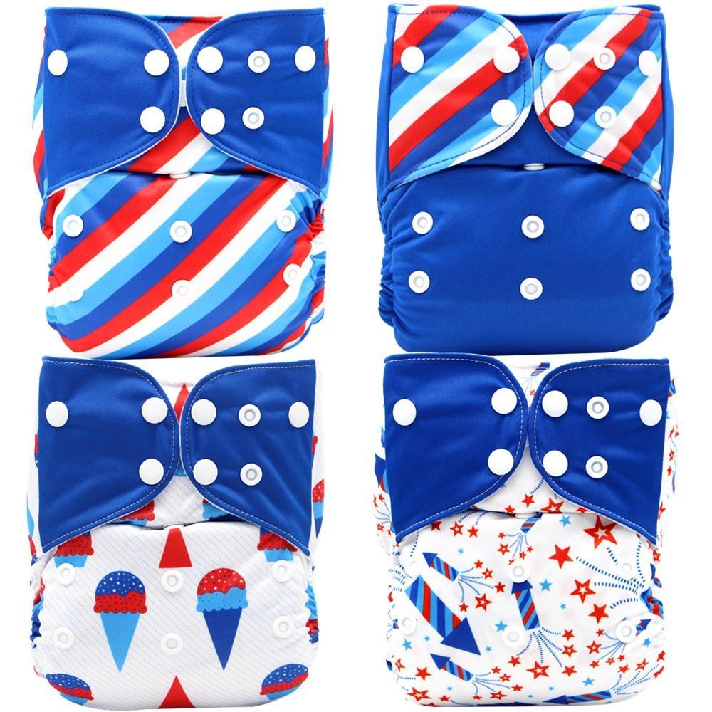 Eco-Friendly Reusable Cloth Diapers (4 Piece Set) - Multi Design