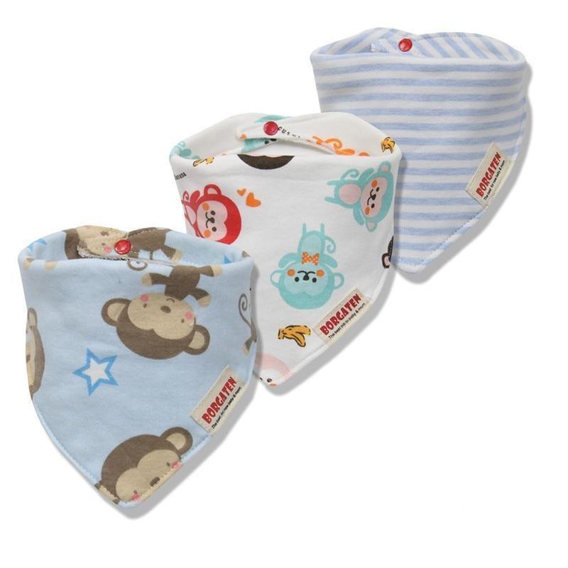 Organic Cotton Waterproof Baby Burp Cloth Bibs – Set of 3 | Multiple Designs