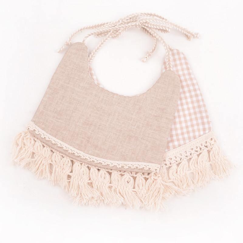 Cotton Linen Tassel Baby Bib & Burp Cloth – Multiple Designs