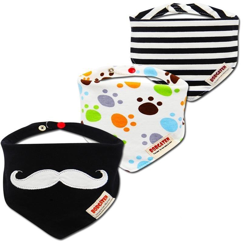 Organic Cotton Waterproof Baby Burp Cloth Bibs – Set of 3 | Multiple Designs