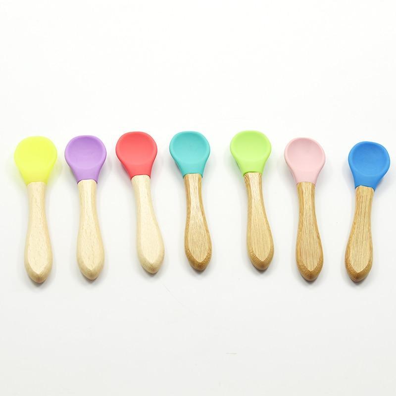 Organic Bamboo/Silicone Training Spoons (2 Piece Set)