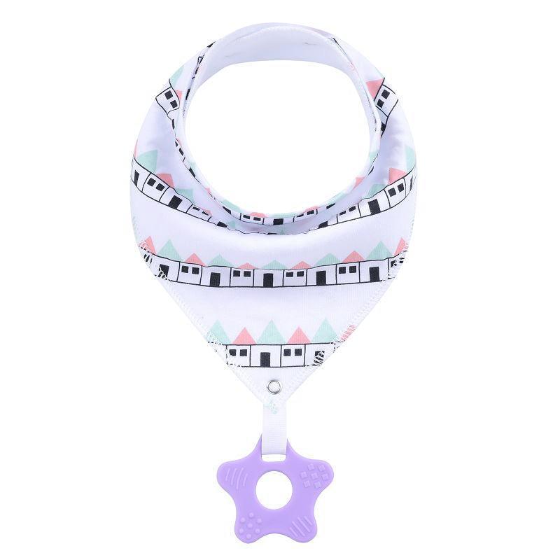 100% Organic Cotton Unisex Baby Bandana Drool Bibs with Teething Toy – 25 Designs