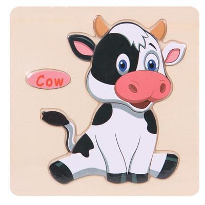 Wooden 3D Animal Puzzle for Toddlers — Montessori Educational Brain Teaser - Multiple Designs