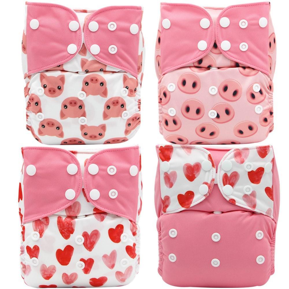 Eco-Friendly Reusable Cloth Diapers (4 Piece Set) - Multi Design