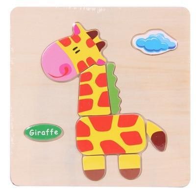 Wooden 3D Animal Puzzle for Toddlers — Montessori Educational Brain Teaser - Multiple Designs