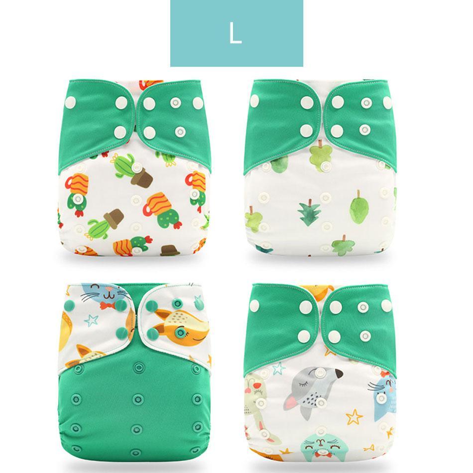 Washable Eco-friendly Reusable Cloth Diapers - Multiple Designs (Set of 4)