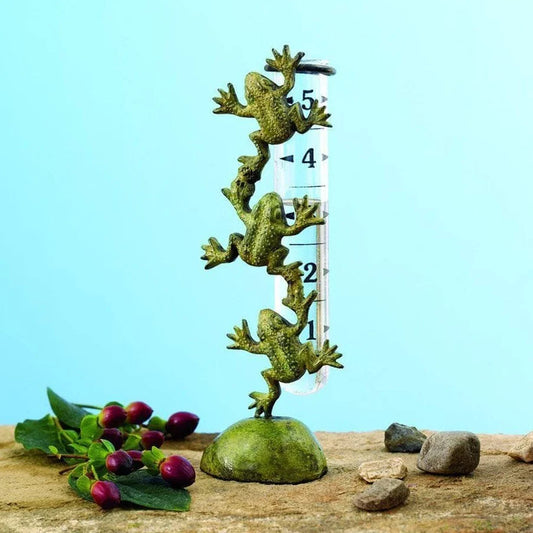 Cast Brass Frog Rain Gauge