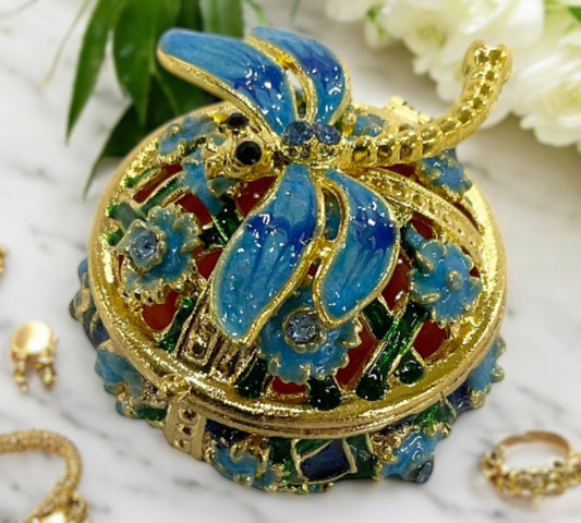 Jewel Enameled Dragonfly Trinket Box