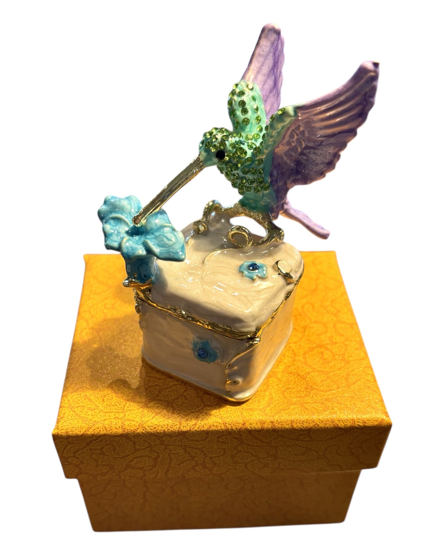 Jewel Enameled Humming Bird Trinket Box