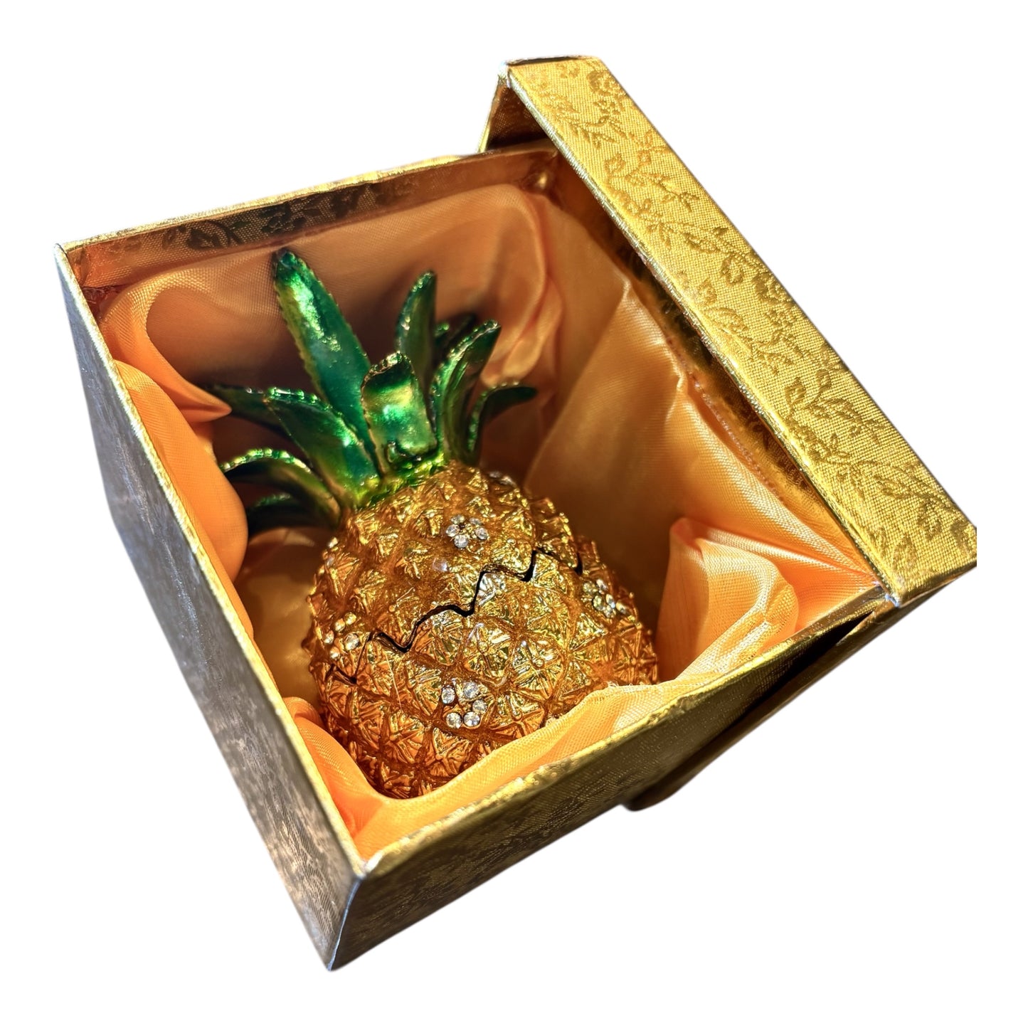 Jewel Enameled Pineapple Trinket Box