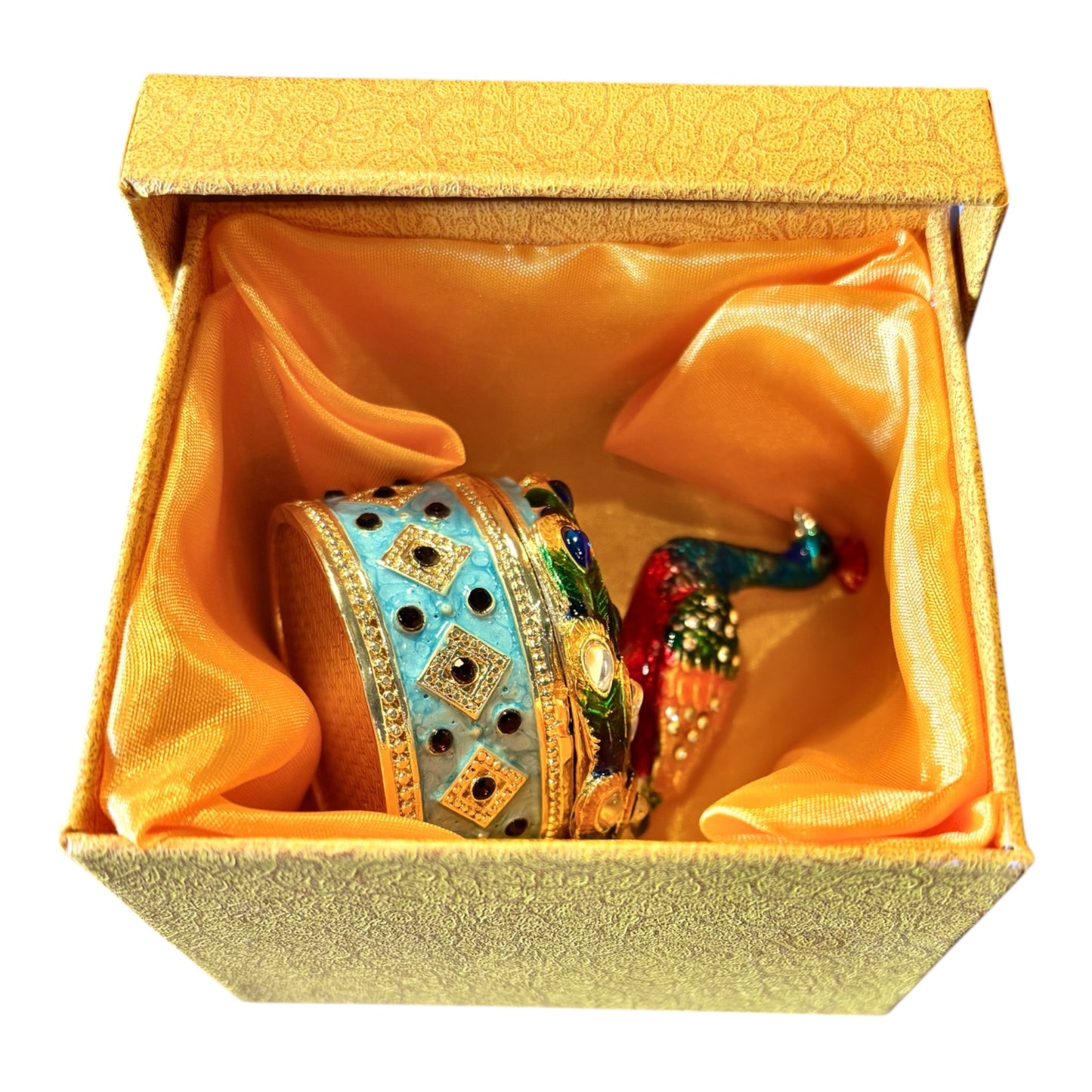 Jewel Enameled Peacock Trinket Box