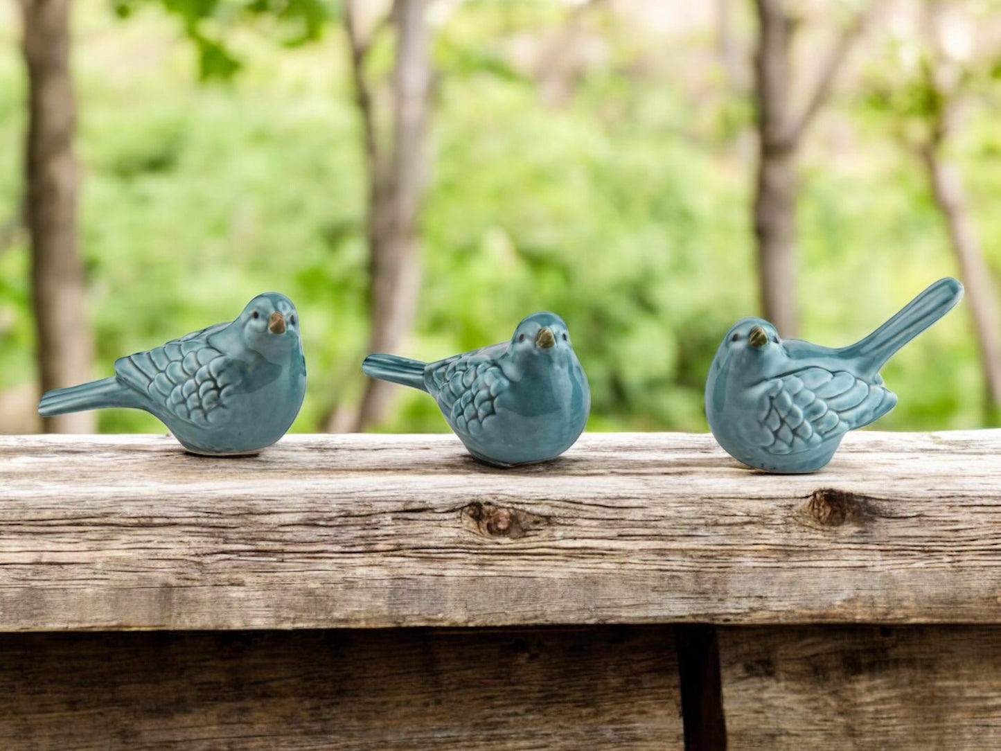 Ceramic Blue Bird Figurine (Set 3)