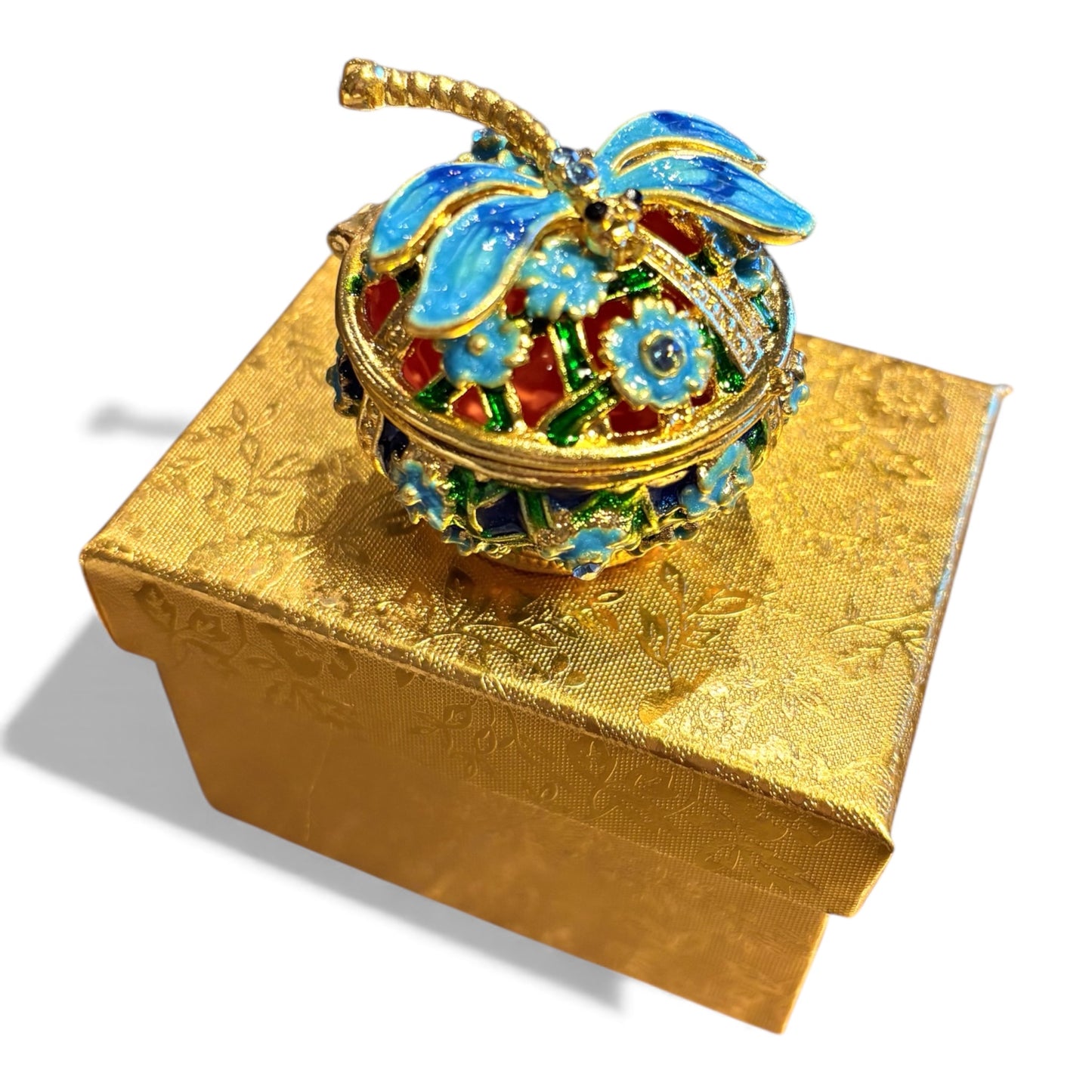 Jewel Enameled Dragonfly Trinket Box
