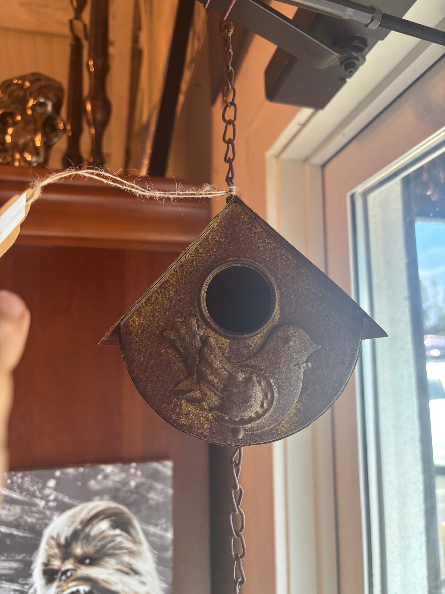 Sparrow Rain Chain – Decorative Powder-Coated Iron Gutter Chain with Birdhouse, 70"