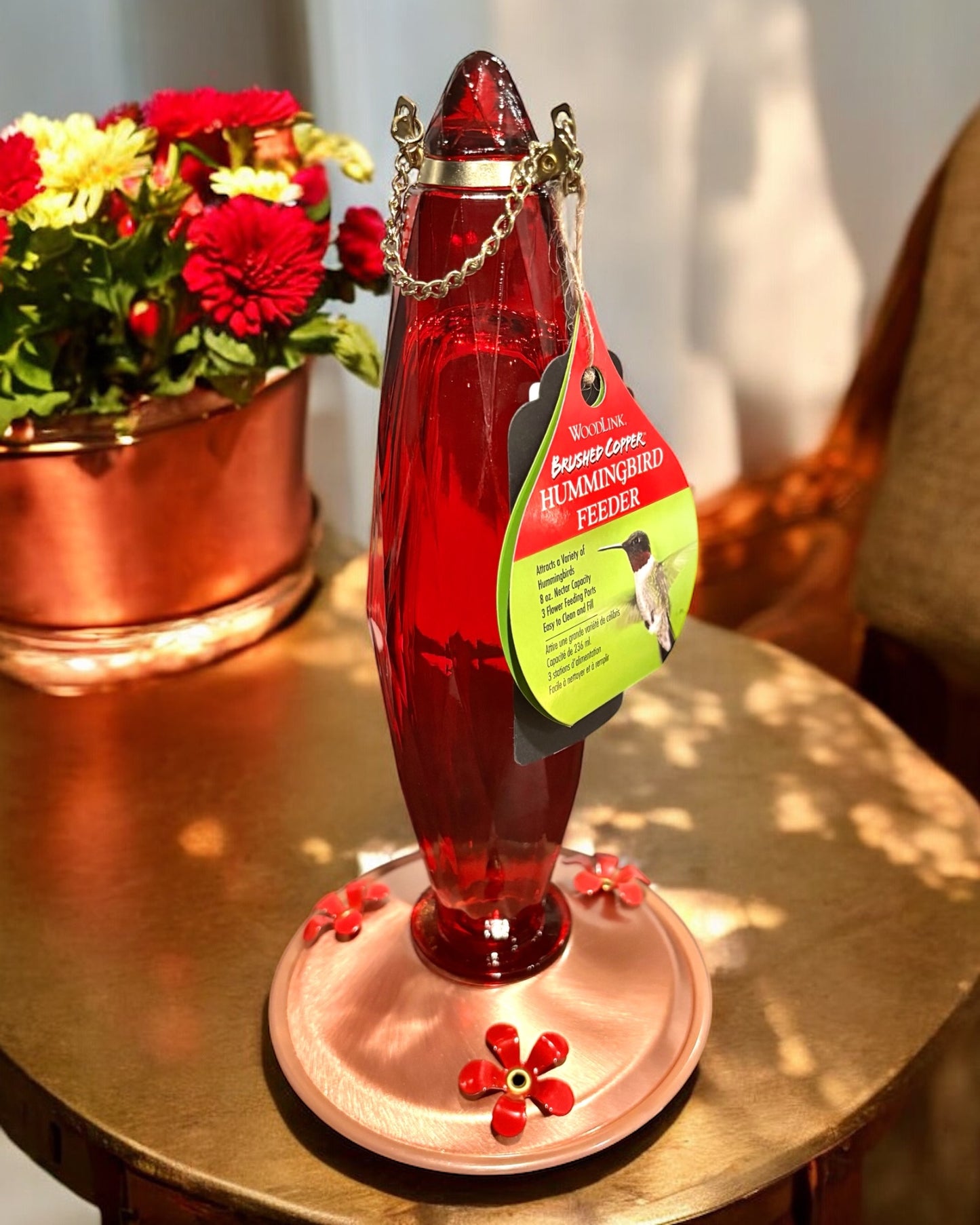 Jewel-Cut Glass Hummingbird Feeder