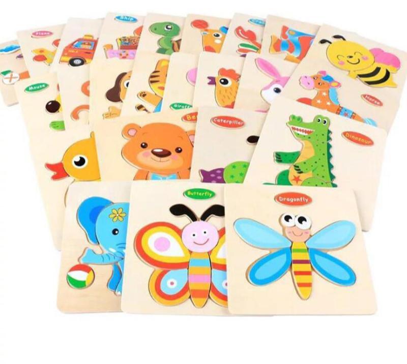 Wooden 3D Animal Puzzle for Toddlers — Montessori Educational Brain Teaser - Multiple Designs