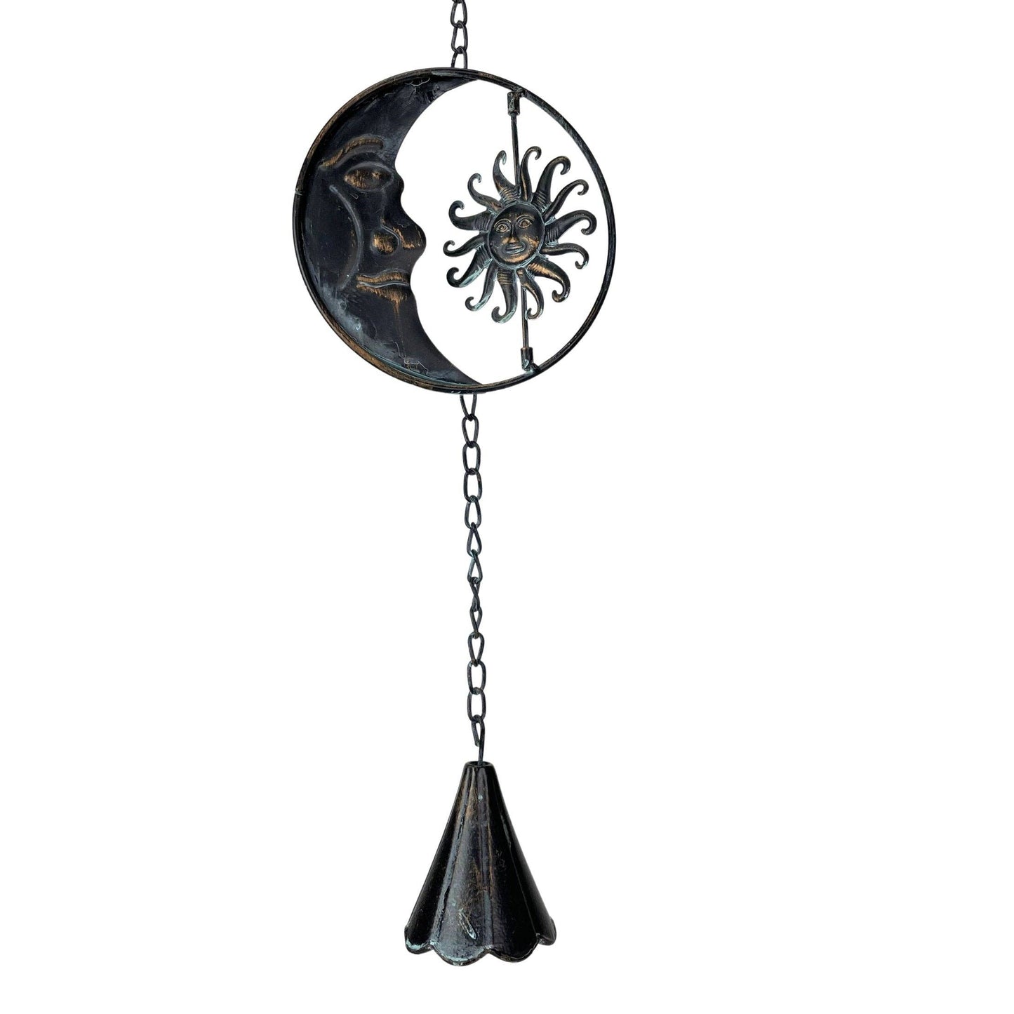 80-Inch Metal Rain Chain with Celestial Crescent Moon & Sun