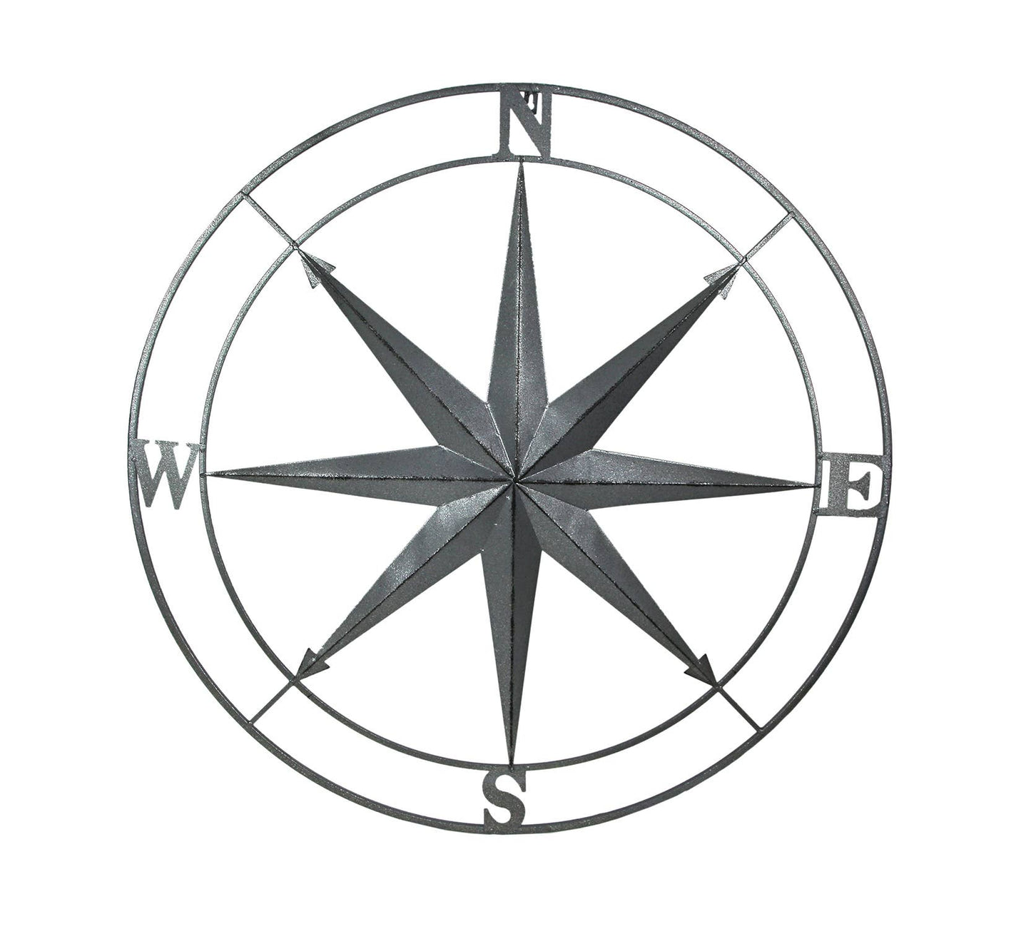 Galvanized Compass Wall Sculpture: Metal