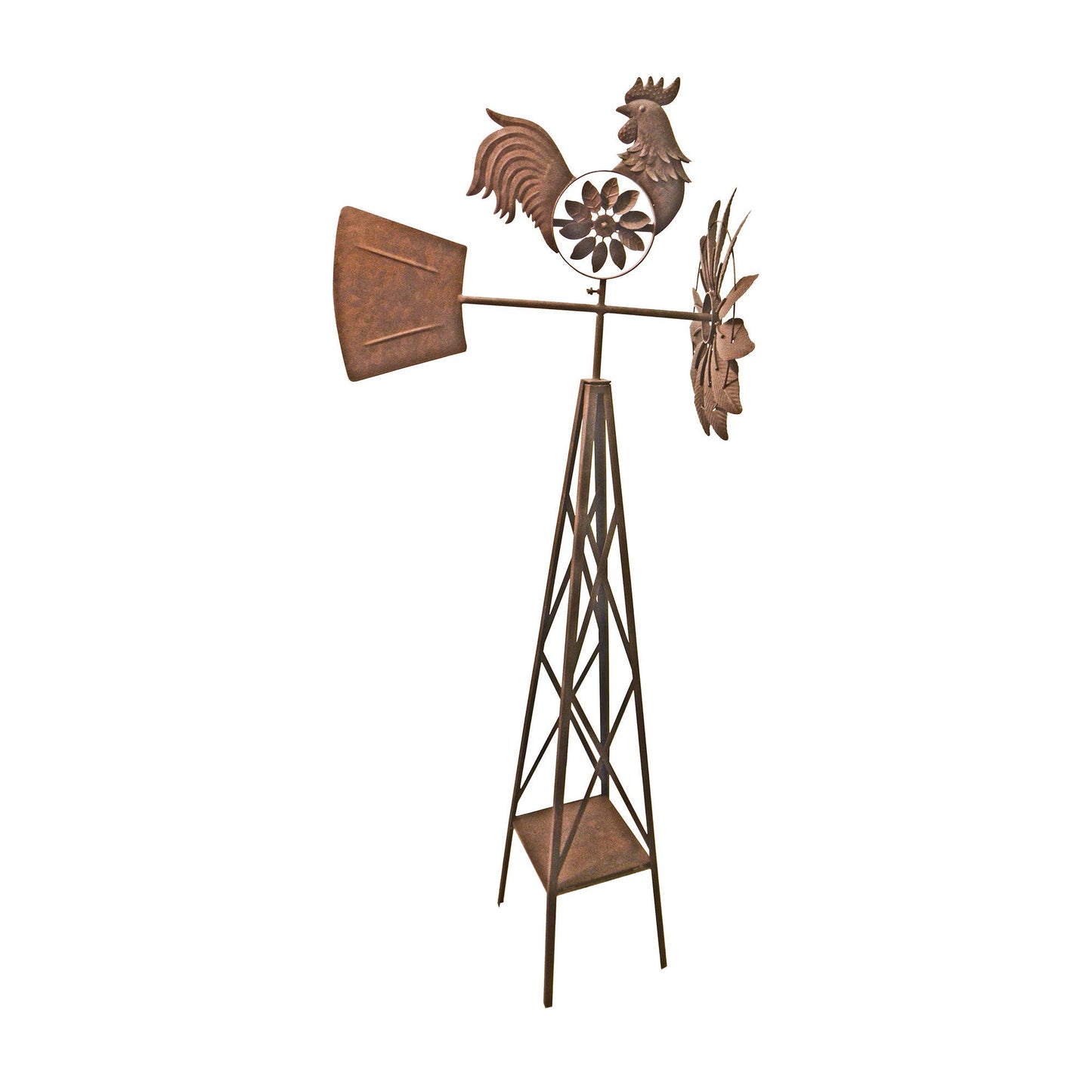 Rustic Rooster Windmill w/ Mini Spinner – 57”