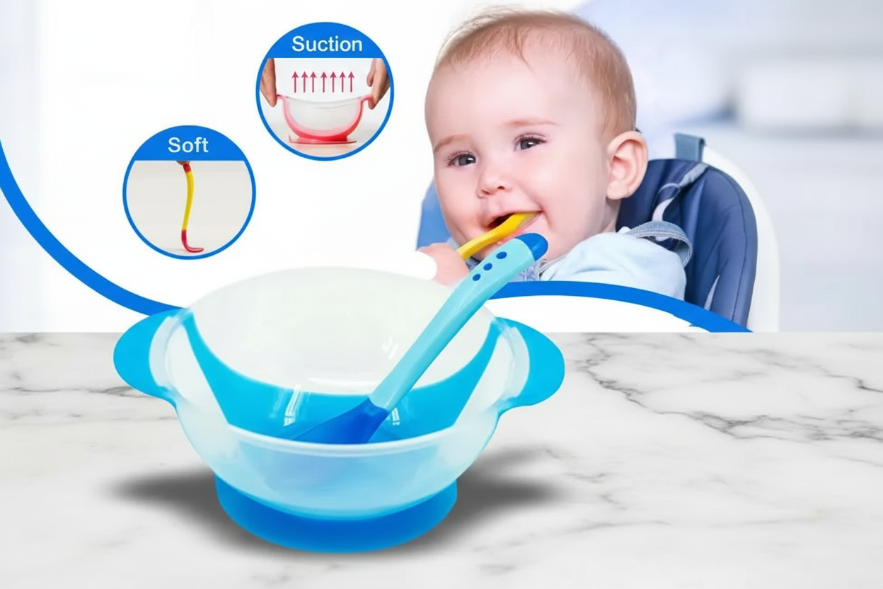 Baby Eco Suction Cup Bowl - Marble Countertop