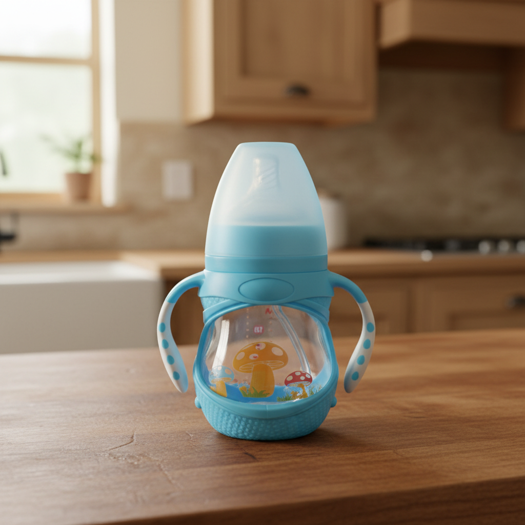 Baby Feeding Bottle - Rustic Kitchen Close-Up