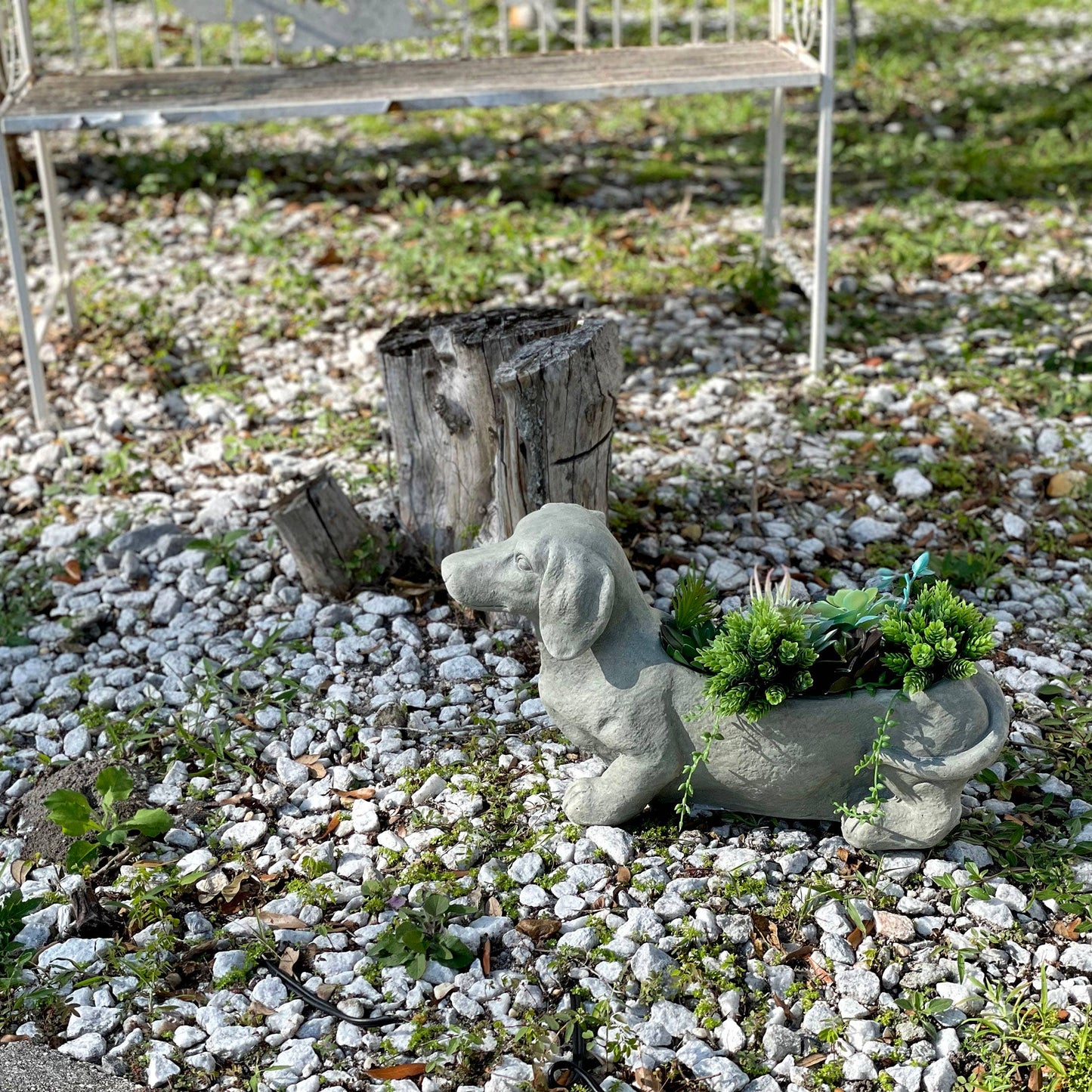 Rustic Dachshund Dog Planter