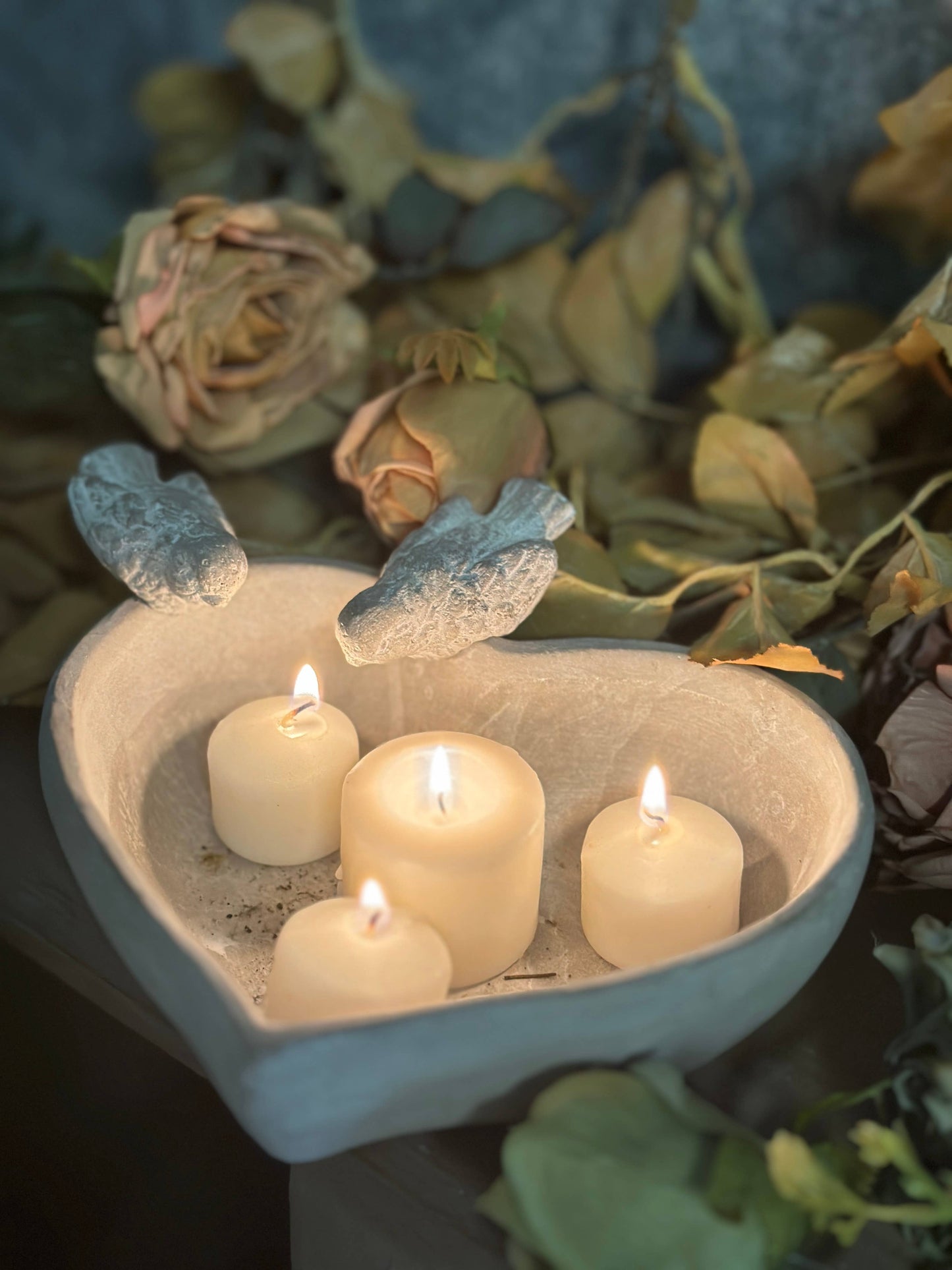 Cement Heart Planter/Bird Feeder/Trinket Dish