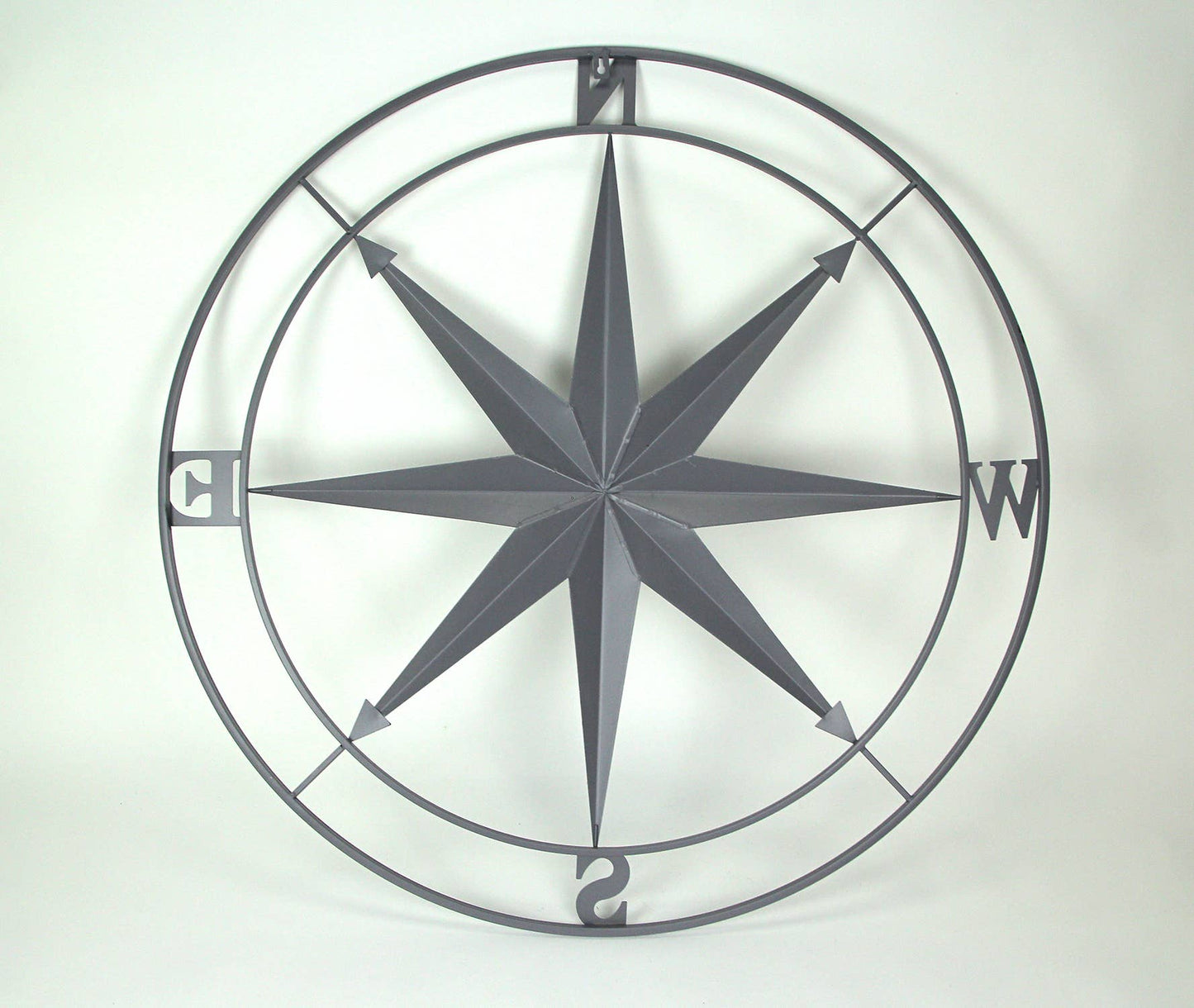Galvanized Compass Wall Sculpture: Metal
