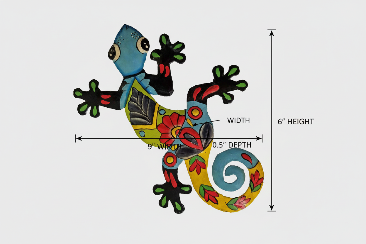 Blue Gecko with Dimensions