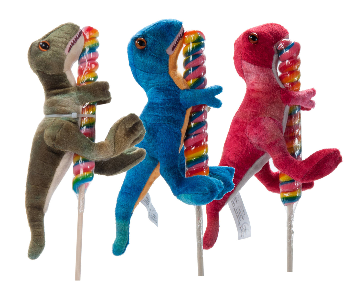 8" (20cm) Lollyplush T Rex Dino w/14" Rainbow Lollipop