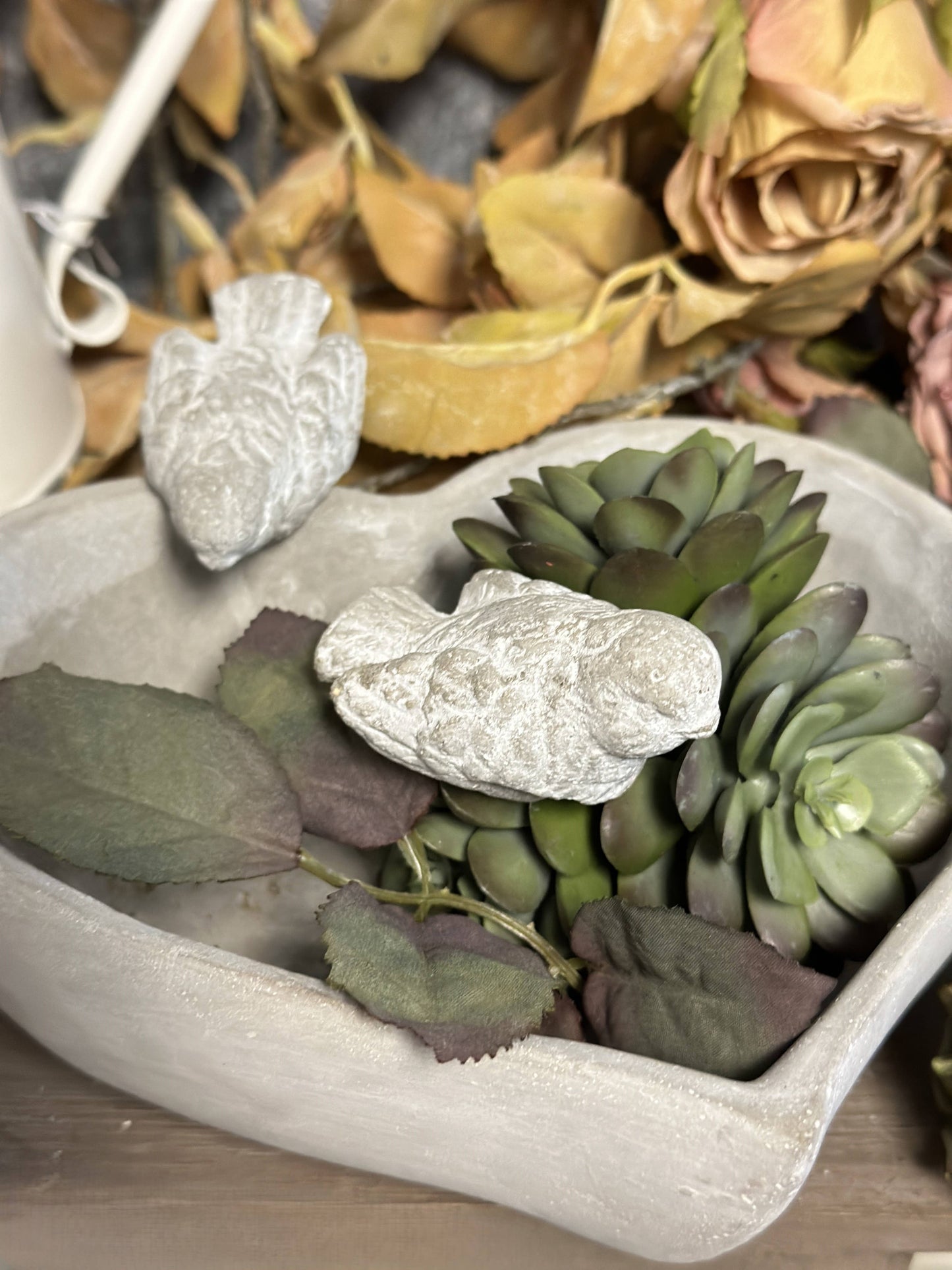 Cement Heart Planter/Bird Feeder/Trinket Dish