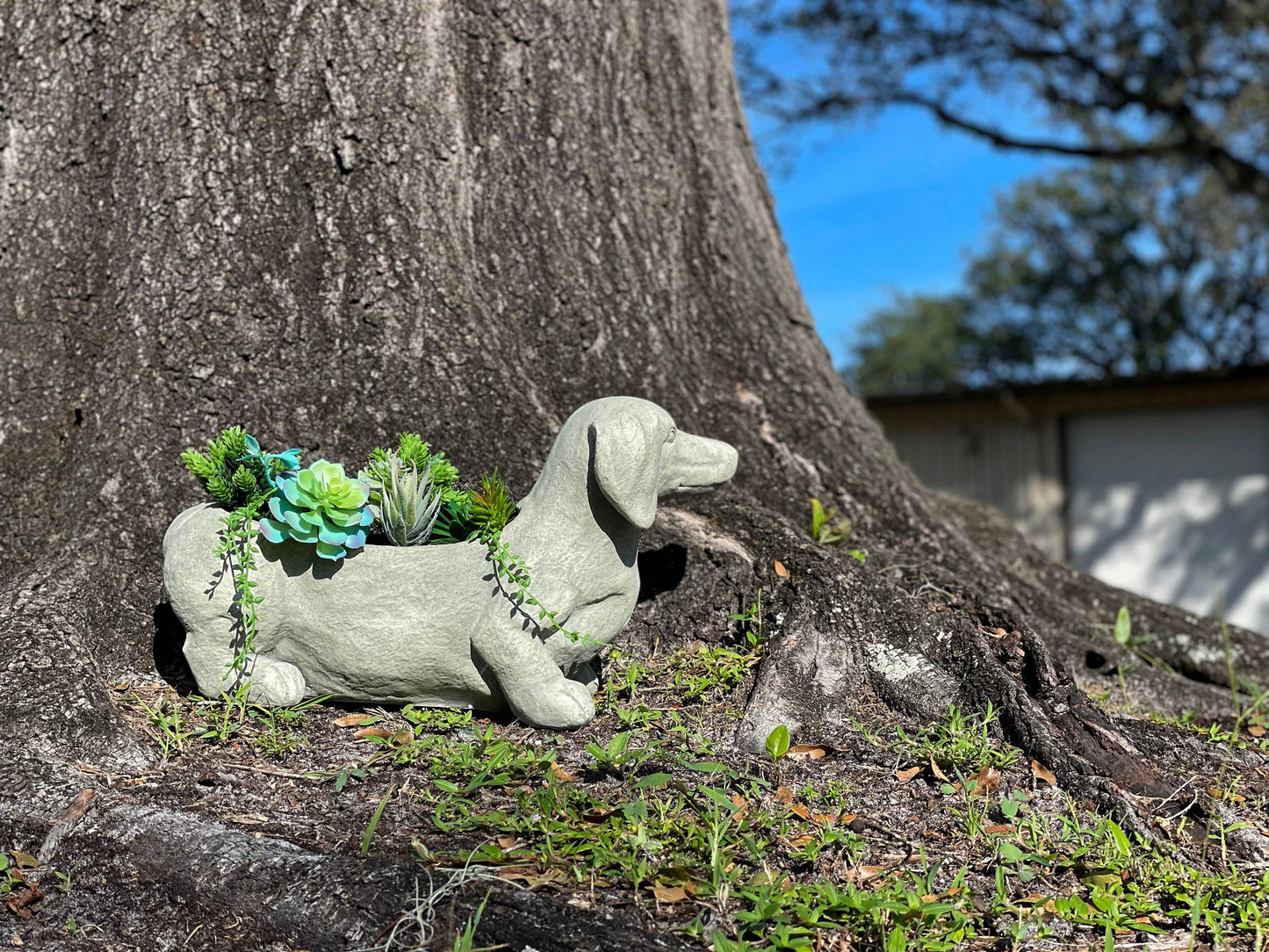 Rustic Dachshund Dog Planter