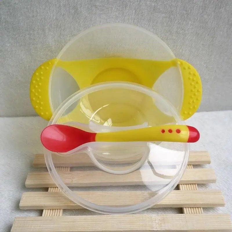 Baby Eco Suction Cup Food Bowl with Lid & Temperature Sensing Spoon - Assortment