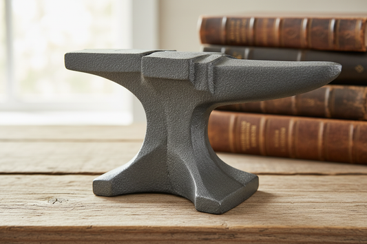 Close-up detail of cast iron anvil texture