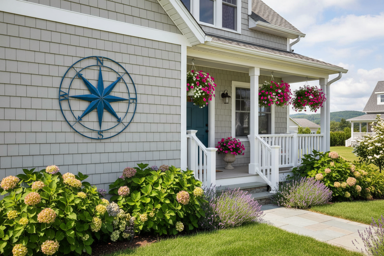 Compass on house exterior