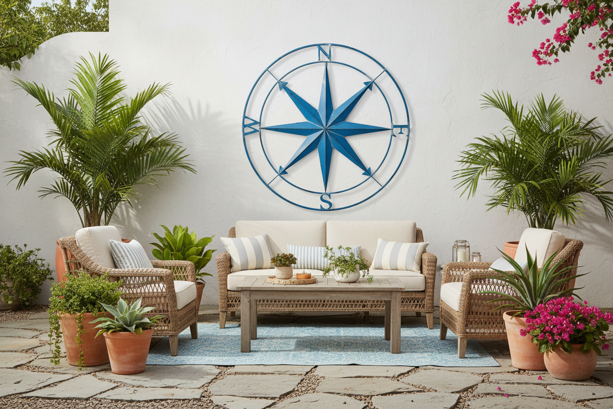 Compass on outdoor patio