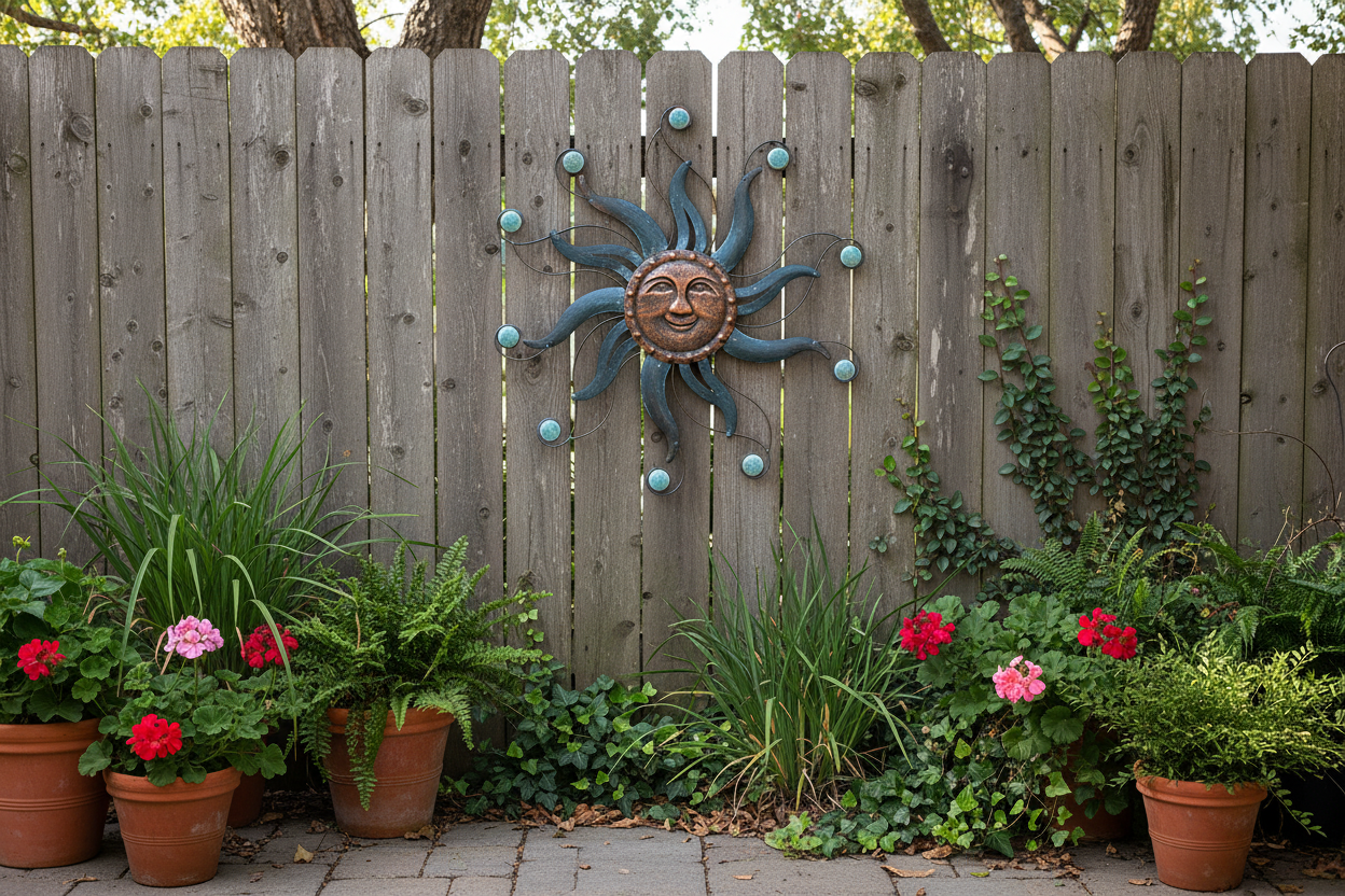 Copper sun in garden