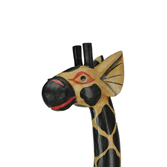 Hand Carved & Painted Wooden Giraffe Sculpture