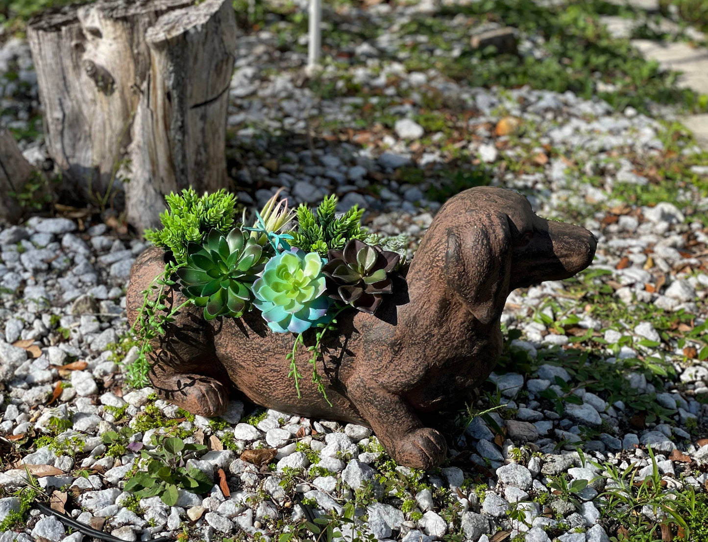 Rustic Dachshund Dog Planter