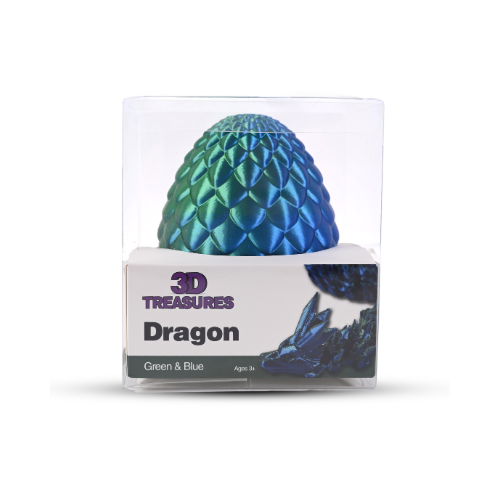 3D Printed Dragon With Egg Fidget Toy - Multiple Colours: Green
