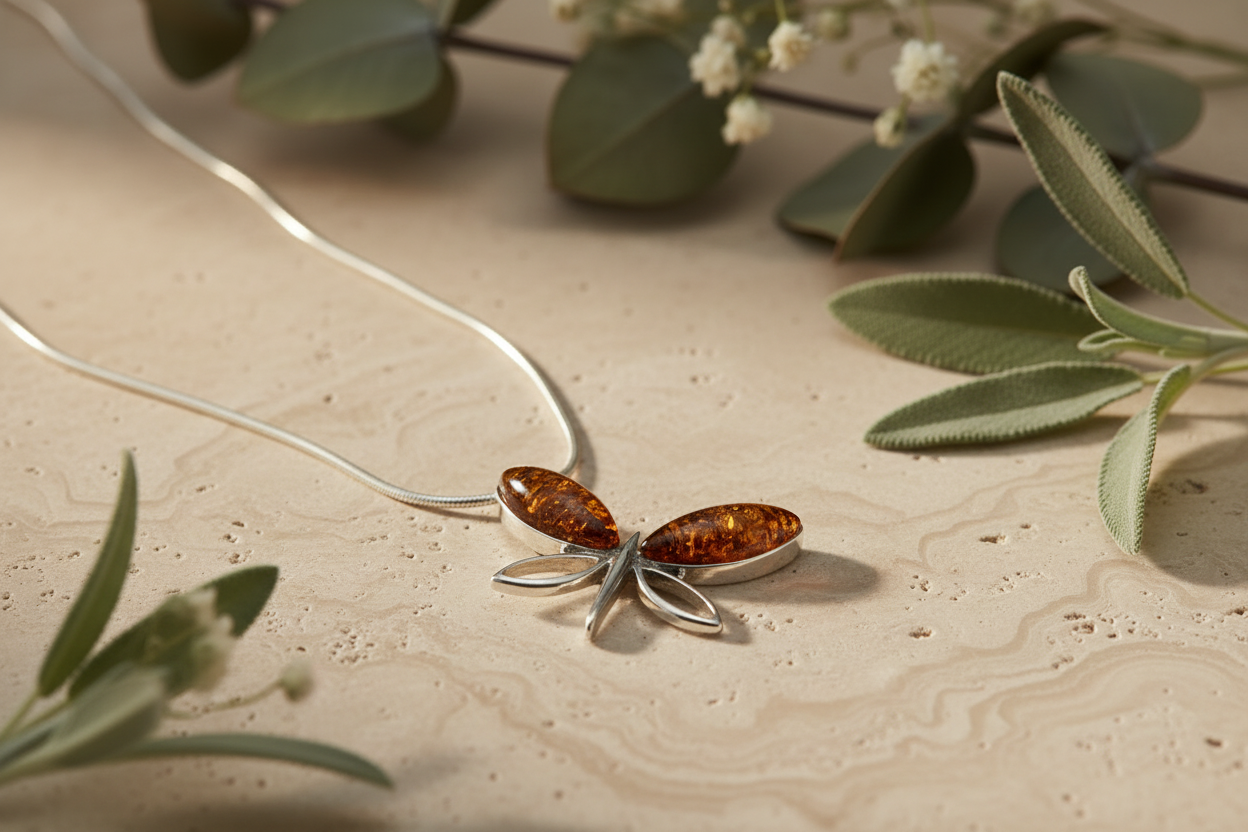 Dragonfly Necklace - Travertine