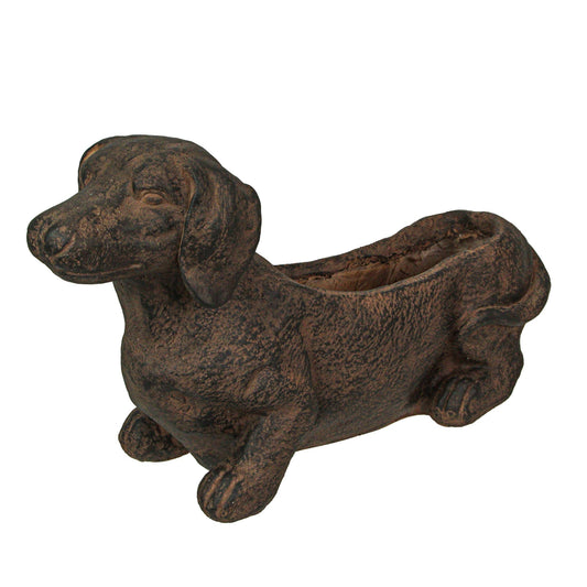 Rustic Dachshund Dog Planter