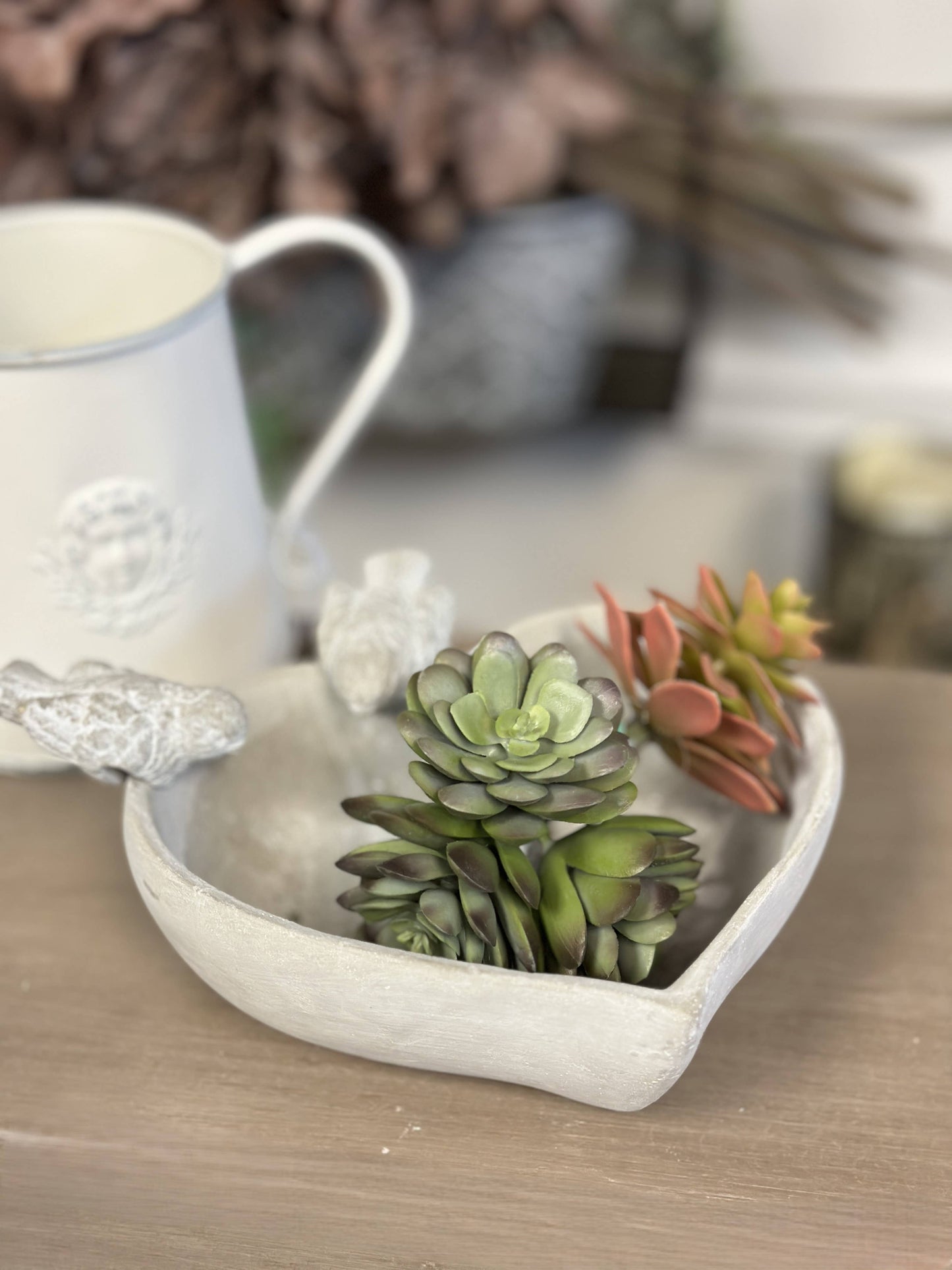 Cement Heart Planter/Bird Feeder/Trinket Dish