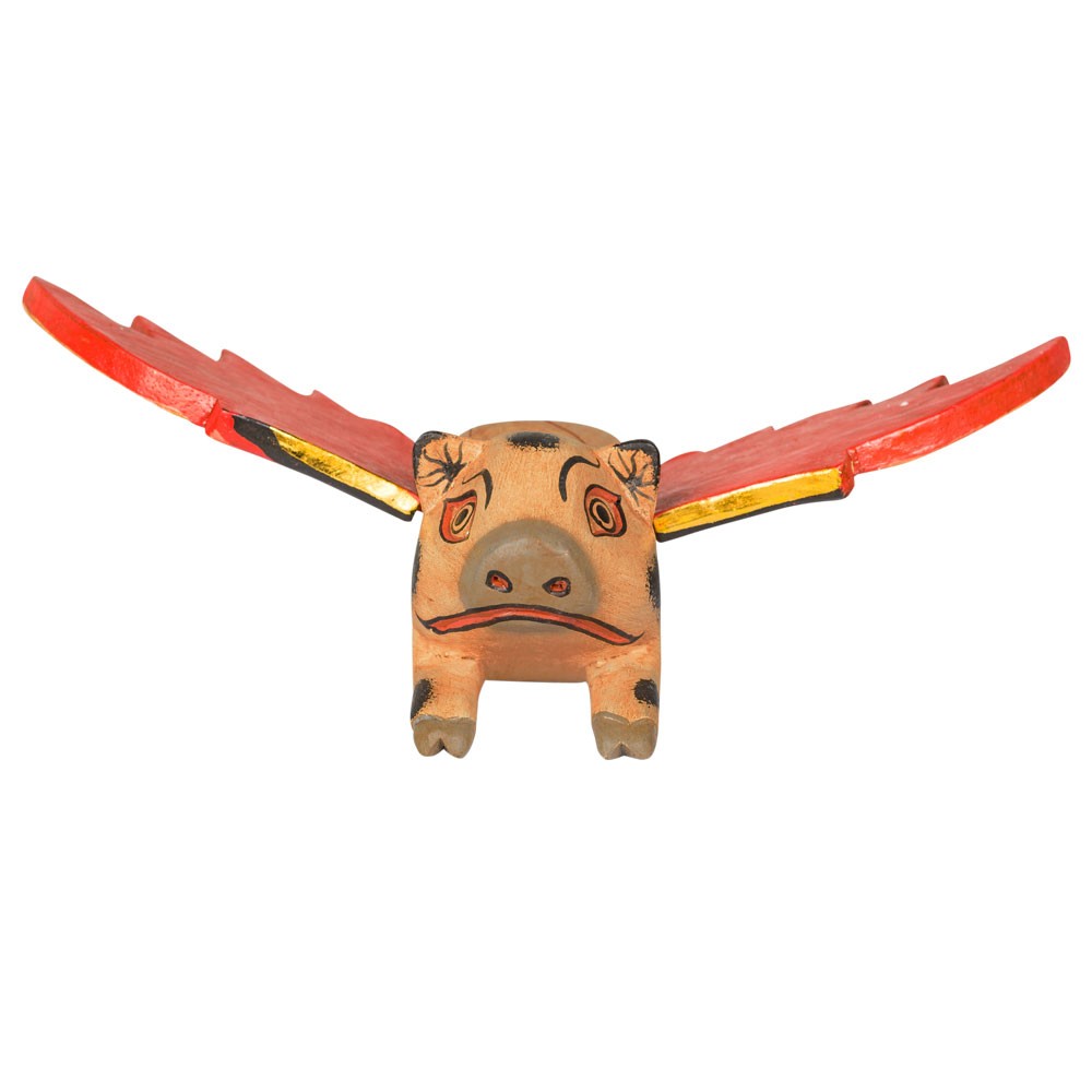 Wooden Flying Pig Mobile – Hand-Carved Balinese Albesia Wood